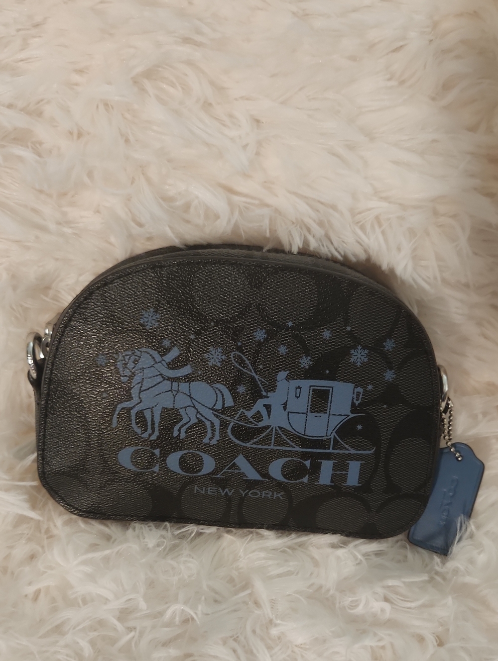 Coach Mini Serena Satchel In Signature Canvas With Horse And Sleigh‎